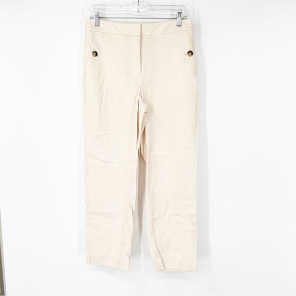 J. Crew Factory Linen-Cotton Blend Elastic-Back Sailor Pants High Rise - Picture 1 of 7